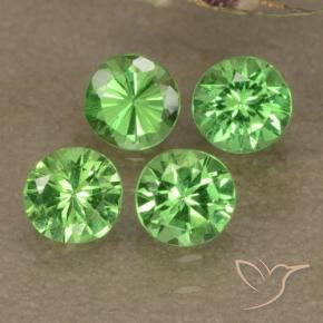 Pedras preciosas de Granada Tsavorita verde vivo natural de 0.93 ct, Redondo, VS