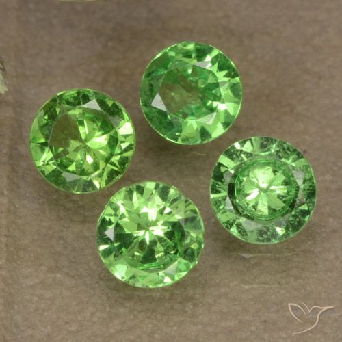 Pedras preciosas de Granada Tsavorita verde vivo natural de 0.98 ct, Corte Redondo, VS