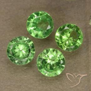 Pedras preciosas de Granada Tsavorita verde vivo natural de 0.98 ct, Corte Redondo, VS