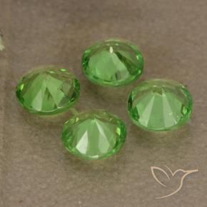 Pedras preciosas de Granada Tsavorita verde vivo natural de 0.98 ct, Corte Redondo, VS