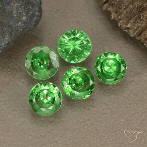 Pedras preciosas de granada tsavorita verde natural de 1,28 ct, corte redondo, VS
