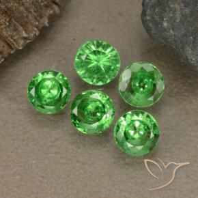 Pedras preciosas de granada tsavorita verde natural de 1,28 ct, corte redondo, VS