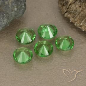 Pedras preciosas de granada tsavorita verde natural de 1,28 ct, corte redondo, VS