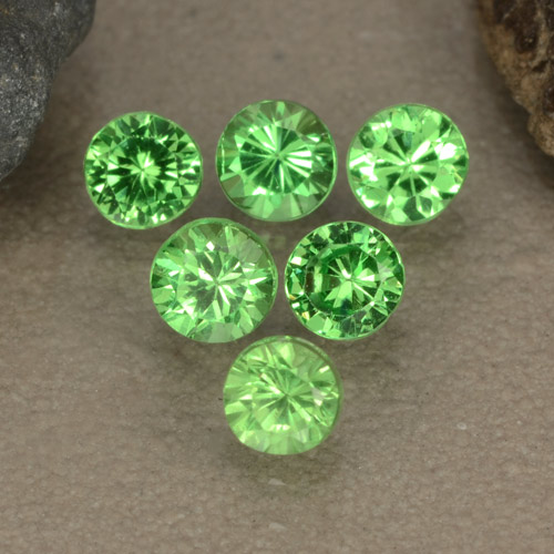 Pedras preciosas de granada tsavorita verde natural de 1,23 ct, corte redondo, VS