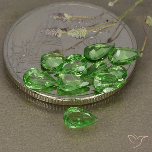 1.54ctw Natural Verde médio Granada Tsavorita, Formato de pêra, VS