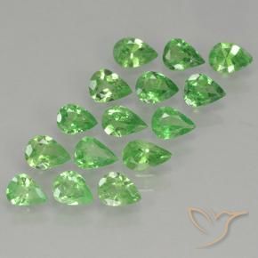 Pedras preciosas de Granada Tsavorita verde vivo natural de 2.49 ct, Formato de pêra, VS