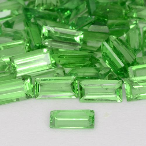 Granada Tsavorita verde vivo Natural 0.11ct, baguete, VS