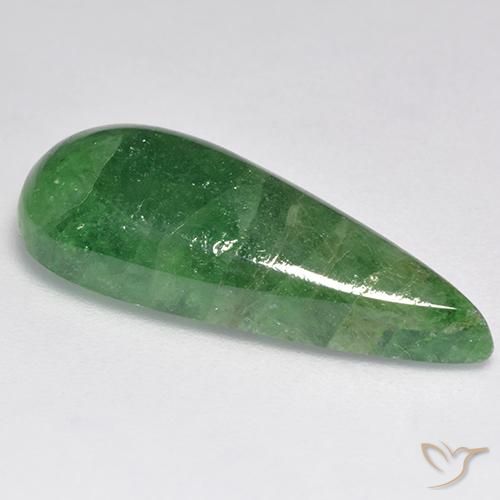 Granada Tsavorita Verde Terroso Natural 10.89ct, Formato de pêra, Translúcido
