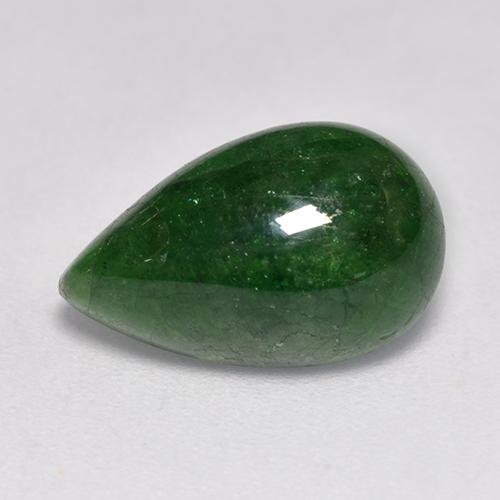 Granada tsavorita verde natural 5,35ct, formato de pêra, translúcido