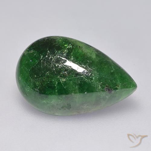 Granada Tsavorita verde pinho Natural 9.89ct, Formato de pêra, Translúcido
