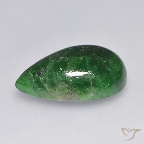 Granada Tsavorita verde pinho Natural 9.89ct, Formato de pêra, Translúcido