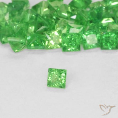 Granada Tsavorita verde vivo Natural 0.08ct, Quadrado, SI