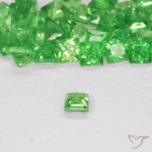 Granada Tsavorita verde vivo Natural 0.08ct, Quadrado, SI