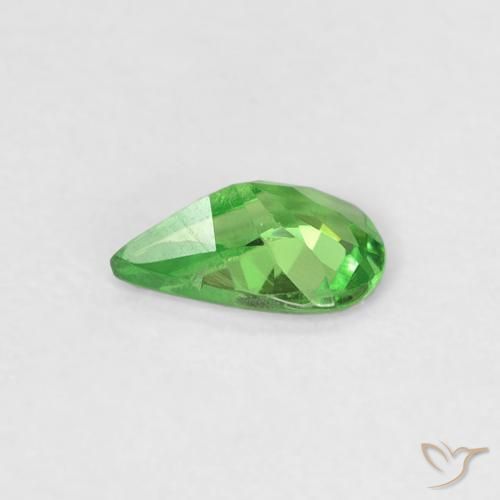 Granada Tsavorita verde vivo Natural 0.26ct, Formato de pêra, VS