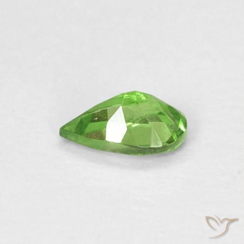Granada Tsavorita verde vivo Natural 0.26ct, Formato de pêra, VVS-VS