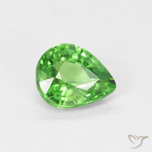 Granada Tsavorita verde elétrico Natural 0.79ct, Formato de pêra, VS