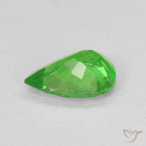 Granada Tsavorita verde vivo Natural 0.82ct, Formato de pêra, VS-SI