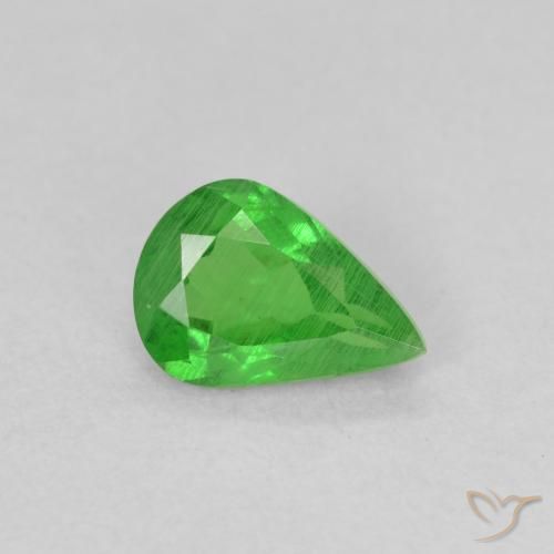 Granada Tsavorita Verde médio Natural 0.78ct, Formato de pêra, SI