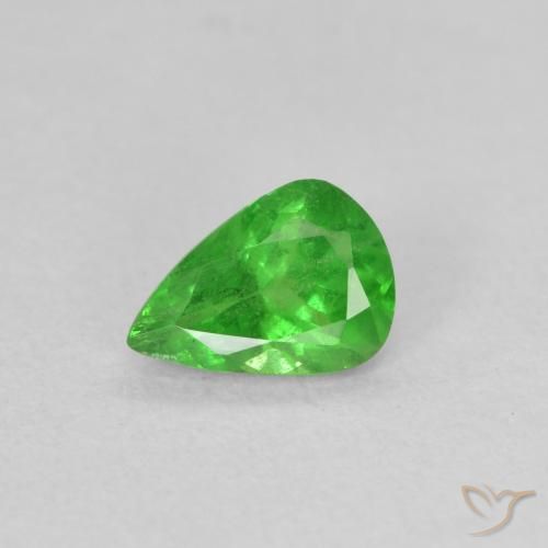 Granada Tsavorita verde elétrico Natural 0.69ct, Formato de pêra, VS-SI