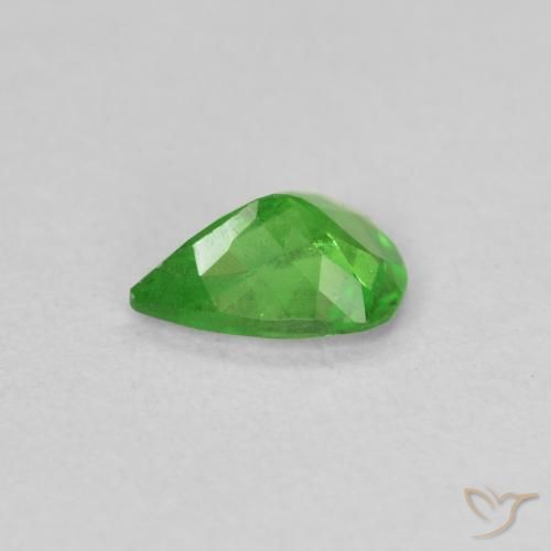 Granada Tsavorita verde elétrico Natural 0.69ct, Formato de pêra, VS-SI