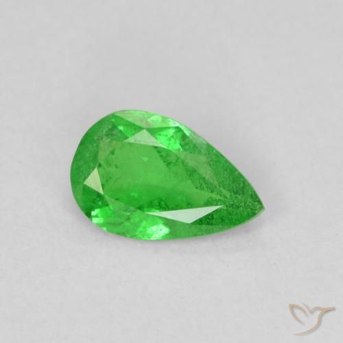 Granada Tsavorita Verde médio Natural 0.78ct, Formato de pêra, VS-SI