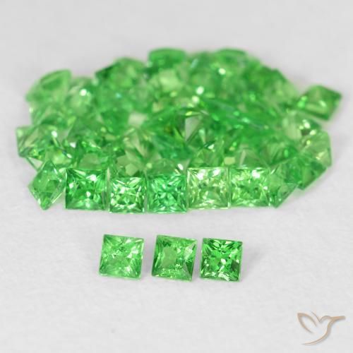 Pedras preciosas de Granada Tsavorita verde vivo natural de 2.13 ct, Quadrado, VS