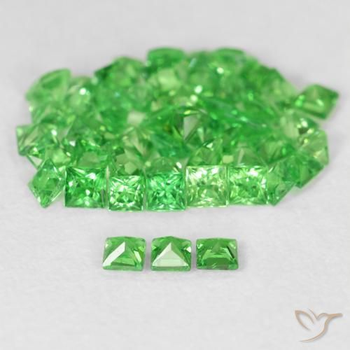 Pedras preciosas de Granada Tsavorita verde vivo natural de 2.13 ct, Quadrado, VS