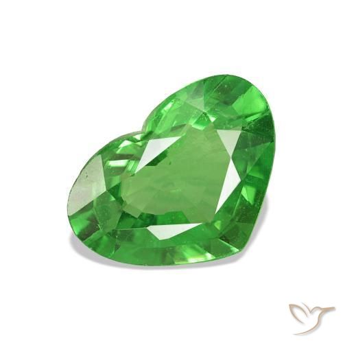 Granada Tsavorita Verde claro Natural 1.44ct, Formato de coração, VVS-VS