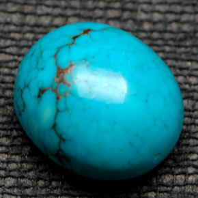 Turquesa azul natural 6,28ct, corte oval, opaco