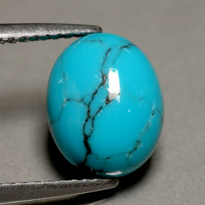 Turquesa azul natural 1,93ct, corte oval, opaco