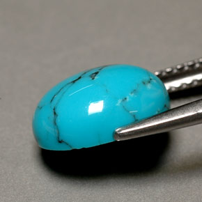 Turquesa azul natural 1,93ct, corte oval, opaco