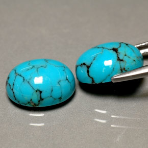 Pedras preciosas de turquesa azul natural de  ct, corte oval, opaco