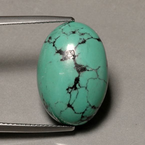 Turquesa verde natural 13,65ct, corte oval, opaco