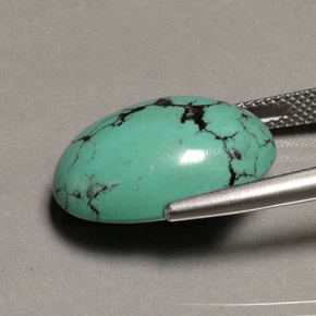 Turquesa verde natural 13,65ct, corte oval, opaco