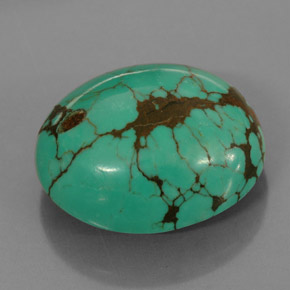 Turquesa verde natural 15,63ct, corte oval, opaco