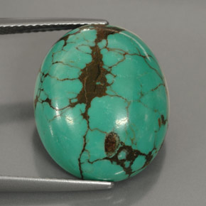 Turquesa verde natural 15,63ct, corte oval, opaco
