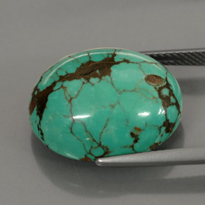 Turquesa verde natural 15,63ct, corte oval, opaco