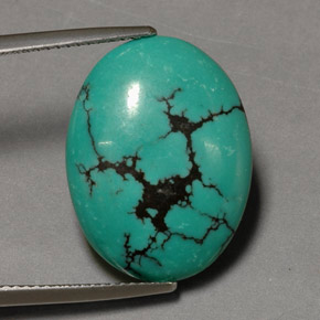 Turquesa verde natural 12,26ct, corte oval, opaco