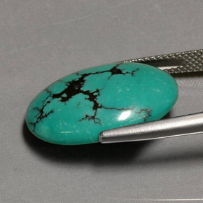 Turquesa verde natural 12,26ct, corte oval, opaco