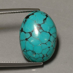 Turquesa azul natural 12,98ct, corte oval, opaco