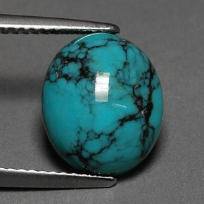 Turquesa azul natural 3,00ct, corte oval, opaco