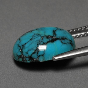 Turquesa azul natural 3,00ct, corte oval, opaco