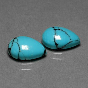 Pedras preciosas de turquesa azul natural de  ct, formato de pêra, opaco