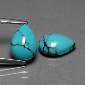 Pedras preciosas de turquesa azul natural de  ct, formato de pêra, opaco