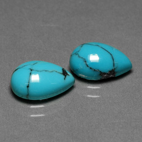 Pedras preciosas de turquesa azul natural de  ct, formato de pêra, opaco