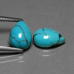 Pedras preciosas de turquesa azul natural de  ct, formato de pêra, opaco