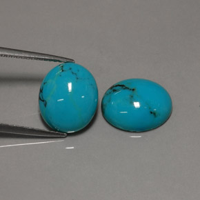 Pedras preciosas de turquesa azul natural de  ct, corte oval, opaco