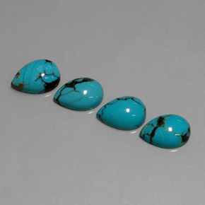 Pedras preciosas de turquesa azul natural de  ct, formato de pêra, opaco