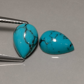 Pedras preciosas de turquesa azul natural de  ct, formato de pêra, opaco
