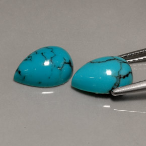 Pedras preciosas de turquesa azul natural de  ct, formato de pêra, opaco